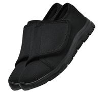 Aocase Extra Wide Fit Trainers Walking Shoes Comfortable Running Sneakers for Flat Feet Plantar Fasciitis for Swollen Feet Plantar Fasciitis Adjustable Lightweight Walking Trainers,Black,37/235mm