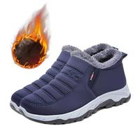 Aocase Extra Wide Width Slip-on Shoes Winter Boots Women Snow Boots Waterproof Fur Lined Ankle Boots Ladies Warm Walking Boots Lightweight Outdoor,Men's Blue,40/250mm