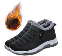 Aocase Extra Wide Width Slip-on Shoes Winter Boots Women Snow Boots Waterproof Fur Lined Ankle Boots Ladies Warm Walking Boots Lightweight Outdoor,Men's black,36/230mm