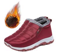 Aocase Extra Wide Width Slip-on Shoes Winter Boots Women Snow Boots Waterproof Fur Lined Ankle Boots Ladies Warm Walking Boots Lightweight Outdoor,Women's red,41/255mm