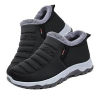 Aocase Men Slippers Orthopedic Winter Boots Waterproof Fur Lined Warm Short Ankle Booties Ladies Outdoor Flat Hiking Walking Shoes Thermal Anti-Slip Athletic Shoes,Men's black,39/245mm