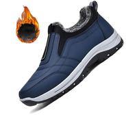 Aocase Mens Slip-On Hiking Shoe Winter Thermal Fleece Lined Waterproof Leather Lightweight Trainers Anti Slip Outdoor Walking Shoes Plantar Fasciitis Shoes For Mens Wide Fit Shoes,Blue,46/280mm