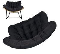 Aocase Premium Oversized Outdoor Patio Rocking Chair Replacement Cushion Comfortable Durable Padded Cushion Ideal for Indoor Rattan Wicker Lounge Chairs and Egg Hanging Basket Chairs,Black,125×115cm