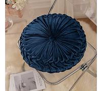 Aocase Round Velvet Cushion for Sofa Bed, Solid Color Round Pumpkin Decorative Furniture Cushion,Navy Blue,35cm