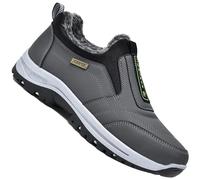 Aocase Slip-on Hiking Shoe Winter Thermal Fleece Lined Lightweight Slip on Trainers Air Cushion Comfortable Shoes Walking Trainers Flexible Soft Sole Sneakers,Grey,47/285mm