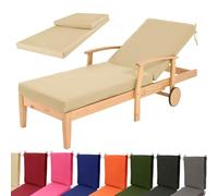 Aocase Sun Lounger Cushion Only, Sun Lounger Replacement Cushion, Sunbed Cushions, Waterproof and UV Resistant, with Ties for Indoor Outdoor Patio Yard Beach Garden,Light Brown,203x66x8cm