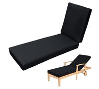 Aocase Sun Lounger Cushion Outdoor Waterproof Garden Recliner Pad Removable Cover, Foldable 5cm/10cm Thick Sunbed Mattress, Hypoallergenic Patio Furniture Sunbed Cushions,Black 01,183x53x8cm