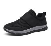 Aocase Wide Fit Trainers Extra Wide Width Shoes Women Men Orthopedic Diabetic Shoes with Memory Foam Adjustable Walking Shoes for Elderly Arthritis Edema Swollen Feet,Black,39/245mm