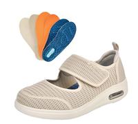 Aocase Wide Touch Close Womens Shoes Extra House Diabetic Easy Adjustable Orthopedic Slippers for Swollen Feet Plantar Fasciitis Lightweight Walking Shoe,Beige,43 EU