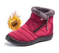 Aocase Winter Snow Boots Warm Lining Waterproof Women Warm Anti Slip Booties Diabetic Walking Shoes Extra Wide Comfy Warm Plush Fleece Arthritis Edema Swollen Shoes,7688Red,41