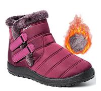 Aocase Women Anti Slip Snow Boots Comfy Extra Wide Diabetic Orthopedic Walking Slippers Outdoor Walking Warm Bootie for Senior Swollen Feet Arthritis Edema,Red,41