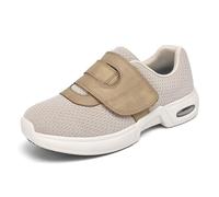 Aocase Womens Orthopedic Trainers for Arthritis in the Feet Adjustable Memory Foam Slippers Extra Wide Shoes Diabetic Edema Swollen,Beige,37.5 EU