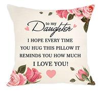 Aocaso Daughter Present from Mum Dad I Hope Every Time You Hug This Pillow It Reminds How Much Love Cushion Cover for Reminder Gift Birthday (daughter), 45 x 45 cm (016-034)