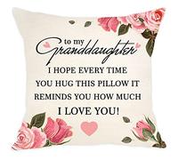 Aocaso Granddaughter Cushion Cover I Hope Every Time You Hug This Pillow It Reminds You How Much I Love You Reminder Gift I Love You Gift for Granddaughter Birthday (granddaughter)