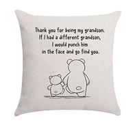 Aocaso Grandson Gifts: Grandma Grandad Cushion Cover Pillowcase Throw Pillow Cover Birthday Gifts (Thank You for Being My Grandson)