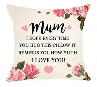 Aocaso Mum Present I Hope Every Time You Hug This Pillow It Reminds You How Much I Love You Cushion Cover for Mum Mother Mom Mama I Love You Gift Birthday Gift (mum)