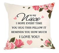 Aocaso Niece Present I Hope Every Time You Hug This Pillow It Reminds How Much Love Cushion Cover for from Auntie Uncle Reminder Gift Birthday (niece), 45 x 45 cm (016-034)