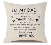 Aocaso To My Dad Dad Son Daughter Mum Personalized Sentimental Letter Print Flax 45 x 45 cm Pillow Cover for Living Room Accent Pillows Bedroom Decor Gifting Occasions