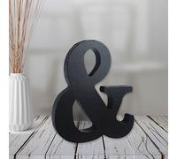 AOCEAN 4 inch Black Wood Letters Unfinished Wood Letters for Halloween Decorative Standing Letters Slices Sign Board Decoration for Craft Home Party Projects (&)