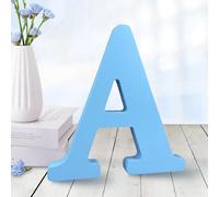 AOCEAN 6 Inch Blue Wood Letters Unfinished Wood Letters for Wall Decor Decorative Standing Letters Slices Sign Board Decoration for Craft Home Party Projects (A)
