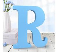 AOCEAN 6 Inch Blue Wood Letters Unfinished Wood Letters for Wall Decor Decorative Standing Letters Slices Sign Board Decoration for Craft Home Party Projects (R)