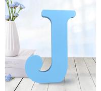 AOCEAN 6 Inch Blue Wood Letters Unfinished Wood Letters for Wall Decor Decorative Standing Letters Slices Sign Board Decoration for Craft Home Party Projects (J)