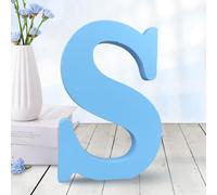 AOCEAN 6 Inch Blue Wood Letters Unfinished Wood Letters for Wall Decor Decorative Standing Letters Slices Sign Board Decoration for Craft Home Party Projects (S)
