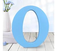AOCEAN 6 Inch Blue Wood Letters Unfinished Wood Letters for Wall Decor Decorative Standing Letters Slices Sign Board Decoration for Craft Home Party Projects (O)