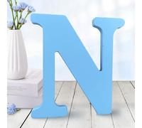 AOCEAN 6 Inch Blue Wood Letters Unfinished Wooden Letter for Wall Decor Decorative Standing Letter Slices Sign Board Decoration for Craft Home Party Projects (N)