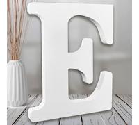AOCEAN 8 Inch White Wood Letters, Unfinished Wooden Letters for Wall MAGA Decorative Standing Letters Slices Sign Board Decoration for Craft Home Party Projects (E)
