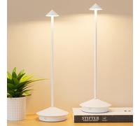 Aoceley 2-Pack 6000mAh Rechargeable Led Table Lamp Cordless,3000K-6000K Stepless Dimming Touch Lamps with Memory Function,IP54 Waterproof Aluminum Table Light for Outdoor/Bars/Restaurant/Patio(White)