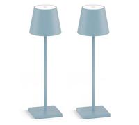 Aoceley 2-Pack Rechargeable LED Table Lamp, Waterproof & Cordless Stepless Dimmable Modern Lamp for Bedroom, Restaurant, & Outdoor Use (Blue)