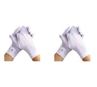 AOCGDDS 2 Pairs White Gloves Fancy Dress,Stitched White Gloves,Nylon Glove for Service Costume Butler Jewellery, for Services Parade Formal Guard Police Wedding Formal Tuxedo Jewelry Inspection