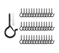 AOCGDDS 40 Pcs Screw Christmas Light Hooks for Outdoor String Lights,Q-Hanger Screw Hooks for Wind Chime, Plants, Bird Feeder, Party Decor Hanging, Easy Release.(Black)