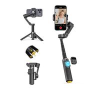 AOCHUAN 3-Axis Gimbal Stabilizer for iPhone w/360° Face Tracking, Smartphone Gimbal w/One-Tap Open Tripod, Gesture Control, Phone Stabilizer w/Magnetic Remote Control & 20" Extension Rod, Smart X3