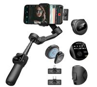 AOCHUAN 3-Axis Gimbal Stabilizer for iPhone with Lavalier Mic(V8 Mic Kit)
