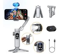 AOCHUAN 3-Axis Phone Gimbal, Gimbal Stabilizer for iPhone w/AI Vision Sensor, Portable Gimbal for iPhone/Andriod, Phone Gimbal Built in Fill Light Perfect for TikTok YouTube-Smart AI XPro Grey
