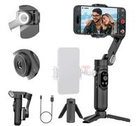 AOCHUAN 3-axis Phone Gimbal Stabilizer for iPhone 15/14/13 Pro Max Android w/Face Tracking,1/4"Threads,Built-in Fill Light, Portable Smartphone Gimbal Video Recording for TikTok,YouTube-Smart X Black