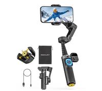 AOCHUAN 360° Pan Rotation Gimbal Stabilizer for iPhone, Magnetic Remote Vontrol, 3-Axis Stabilizer w/Built-in Extension Rod & One-Touch Open Tripod, 3-in-1 Foldable Phone Gimbal for Vlogging, Travel