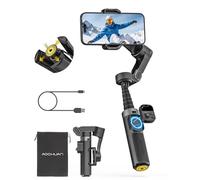 AOCHUAN 360° Pan Rotation Gimbal Stabilizer for iPhone, Magnetic Remote Vontrol, 3-Axis Stabilizer w/Built-in Extension Rod & One-Touch Open Tripod, 3-in-1 Foldable Phone Gimbal for Vlogging, Travel