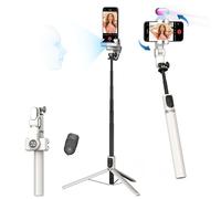 AOCHUAN Cell Phone Tripod for iPhone Android with Auto Face Tracking 360° Rotation, Smartphone Gimbal Stabilizer for Video Recording,Selfie Stick Tripod with Remote,RGB Light for TikTok(M2Pro White)
