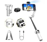 AOCHUAN Gimbal Stabilizer for iPhone, Phone Gimbal with AI Tracking Sensor for Vlog Recording, 3-Axis Phone Gimbal with 7.8' Extension Rod and OLED Display for iPhone/Android-Smart X2 AI White
