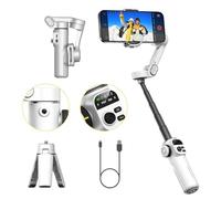 AOCHUAN Gimbal Stabilizer for iPhone, Phone Gimbal with Face/Object Tracking for Vlog Recording, 3-Axis Phone Stabilizer with 7.8' Extension Rod and OLED Display for iPhone/Android-Smart X2 White