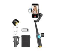 AOCHUAN Gimbal Stabilizer for iPhone w/AI Tracking Module &Fill Light, 3-Axis Anti-Shake Phone Stabilizer w/Magnetic Remote, Gesture Control, One-Tap Tripod Release, Built-in Extension Rod,Smart X3 AI