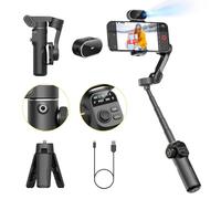 AOCHUAN Gimbal Stabilizer for iPhone with AI Tracking Sensor, Elevate Your Filming w/7.8" Extension Rod and OLED Screen for Gimbal, iPhone Gimbal w/8.0 Stability for Sports Shooting-Smart X2 AI Black