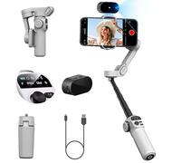 AOCHUAN Gimbal Stabilizer for Smartphone,20CM Extension Rod,NO APP Face & Object Tracking,Gimbal for iPhone 16 15 14 Pro Max&Android,w/OLED Screen,Gesture Control Stabilizer-Smart X2AI White