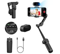 AOCHUAN Gimbal Stabilizer for Smartphone,NO APP Tracking,20CM Extension Rod,Face & Object Tracking stabilizer for iPhone & Android,3-Axis OLED Gimbal for Video Recording-Smart X2AI Black