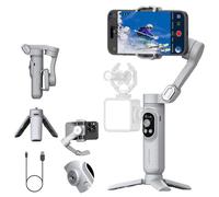 AOCHUAN Gimbal Stabilizer for Smartphone with Face/Object Tracking for iPhone 15 14 Pro Max Android,3-Axis Foldable Phone Gimbal w/Built-in Light,1/4 Threads for TikTok YouTube Vlogging(Smart X Grey)