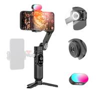 AOCHUAN Handheld 3-axis Gimbal Stabilizer for iPhone&Android Smartphone Gimbal Anti-Shake w/ 1/4 Thread,RGB Magnetic Light,AI Tracking Phone Gimbal for Vlogging for TikTok,YouTube-Smart X Kit Black