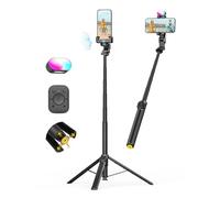 AOCHUAN M3Pro Phone Gimbal Stabilizer w/ 180cm Extension, Face Tracking without APP, One-Press Tripod, Magnetic Remote & RGB Light, 1/4" Mount for TikTok, Live Streaming, Content Creators, Black